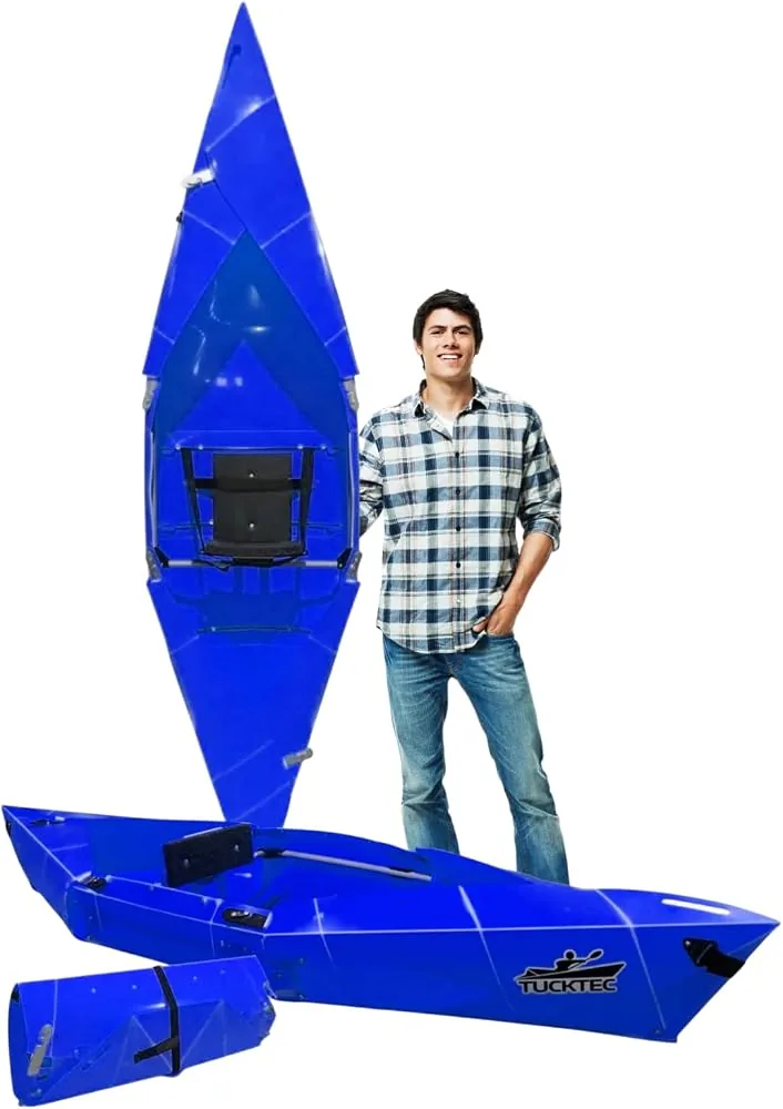 tucktec 8 jr foldable kayak 225 lb capacity made in usa blue