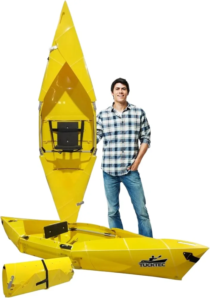tucktec 8 jr foldable kayak 225 lb capacity made in usa yellow